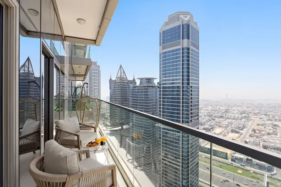 Glamorous Infinity Pool with Burj Khalifa Skyline