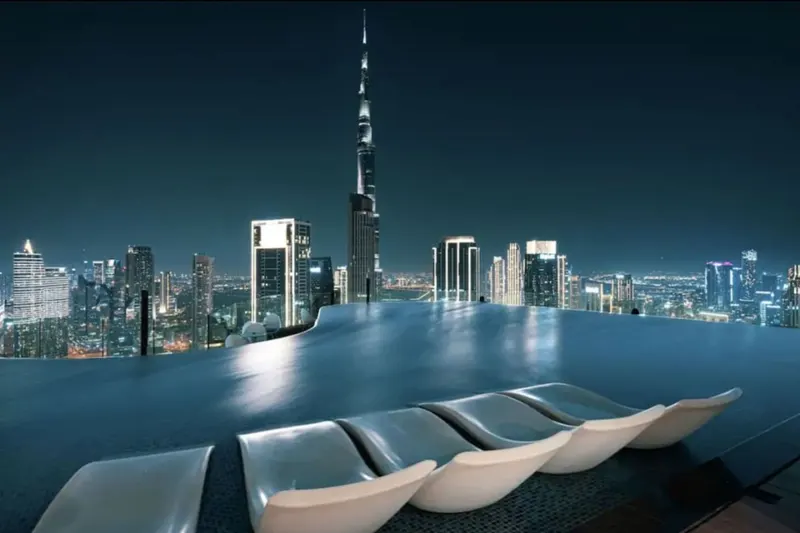 Supreme Infinity Pool with Burj Khalifa Views