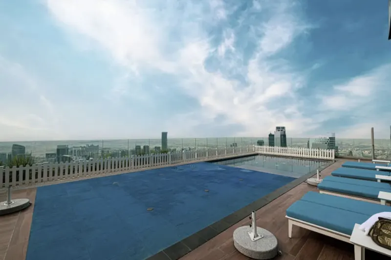 Prestige Infinity Pool with Burj Khalifa Views