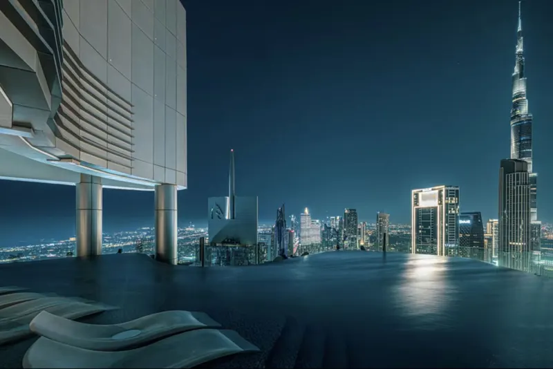 Prestige Infinity Pool with Burj Khalifa Views