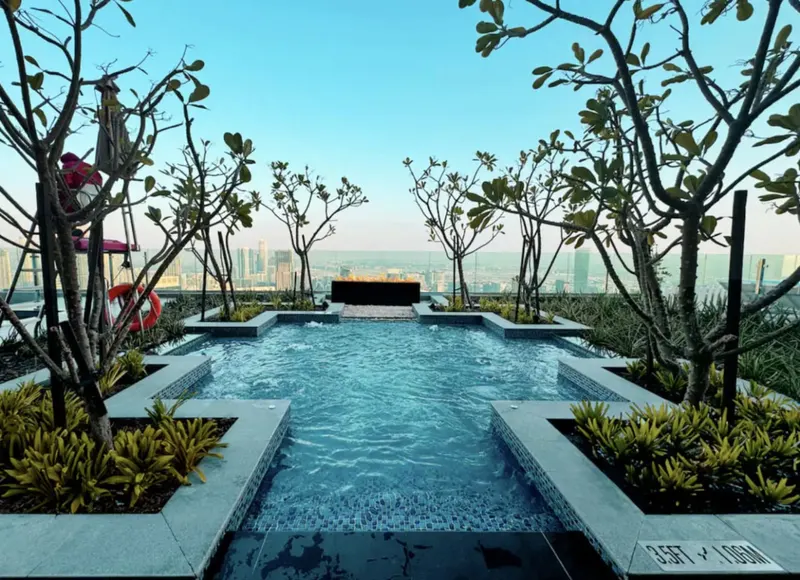 Prestige Infinity Pool with Burj Khalifa Views