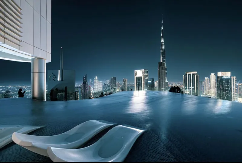 Prestige Infinity Pool with Burj Khalifa Views